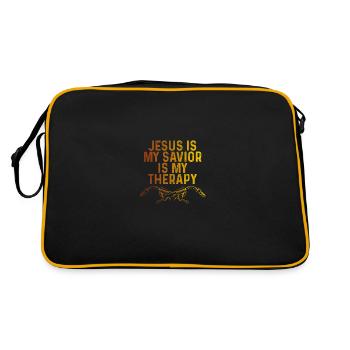 Jesus Ist Mein Retter Ist Meine Therapie - Retro Tasche - Schwarz/Gold - Hinten
