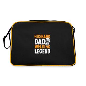 Ehemann Papa Schweißlegende - Retro Tasche - Schwarz/Gold - Hinten