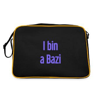 I bin a Bazi – Bayerischer Spruch mit Humor - Retro Tasche - Schwarz/Gold - Hinten