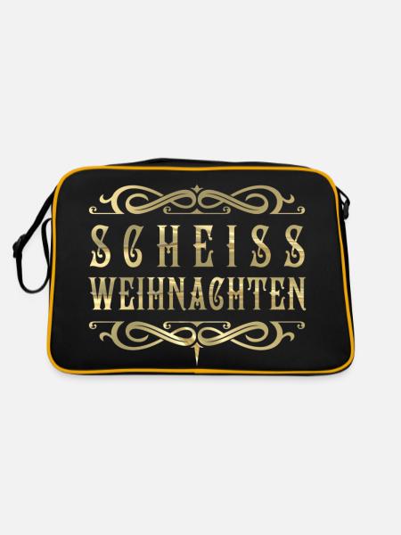 Scheiss Weihnachten - Retro Tasche - Schwarz/Gold - Hinten