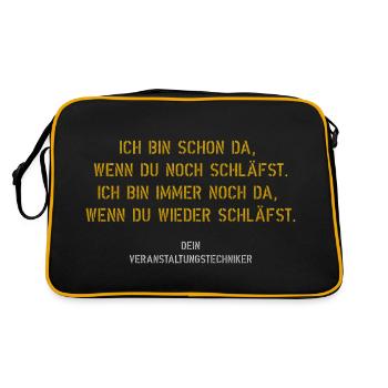 Veranstaltungstechniker - ständig schlaflos - Retro Tasche - Schwarz/Gold - Hinten