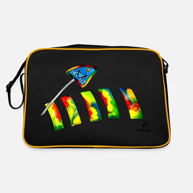 Zebrastreifen - Retro Tasche - Schwarz/Gold
