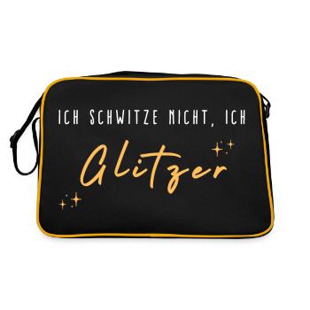 Ich schwitze nicht ich Glitzer. Sommer Spruch - Retro Tasche - Schwarz/Gold - Hinten