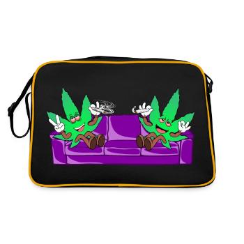 Die Blooms - Weed Cannabis Stoned Couch Chiller - Retro Tasche - Schwarz/Gold - Hinten