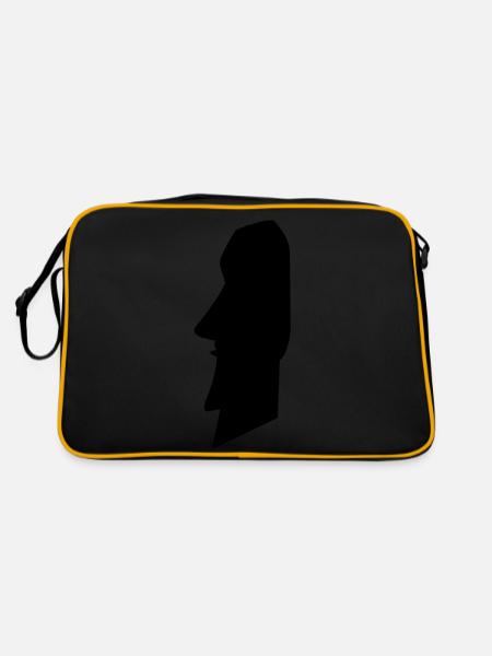 moai_02 - Retro Tasche - Schwarz/Gold - Hinten
