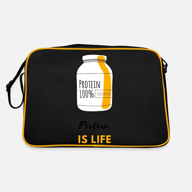 La protéine, c’est la vie - Sac Retro - noir/or