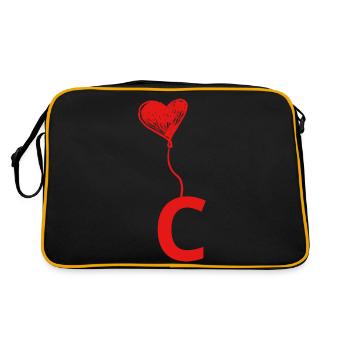 Buchstabe c Herz - Retro Tasche - Schwarz/Gold - Hinten