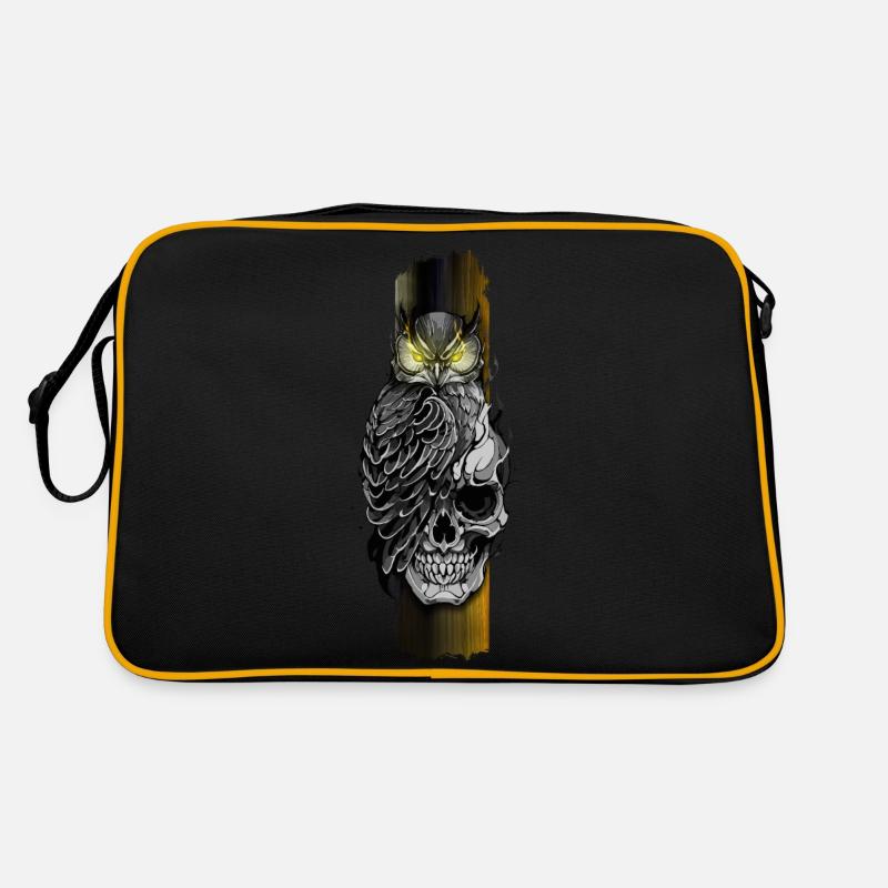 Owl Perched on Skull Retro Bag