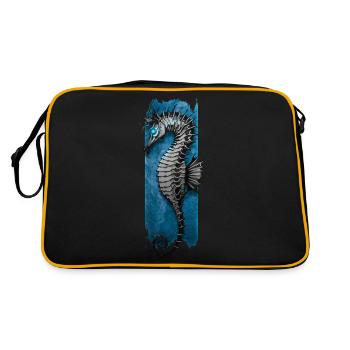 Marine Elegance: Seahorse Serenade - Retro Bag - black/gold - Back