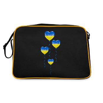 Solidarität und Herz Ballons für die Ukraine - Retro Tasche - Schwarz/Gold - Hinten