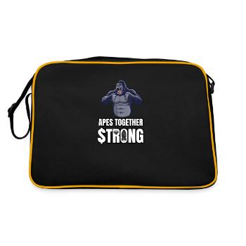 Apes Together Strong Hold Gorilla Meme T Shirt - Retro Tasche - Schwarz/Gold - Hinten