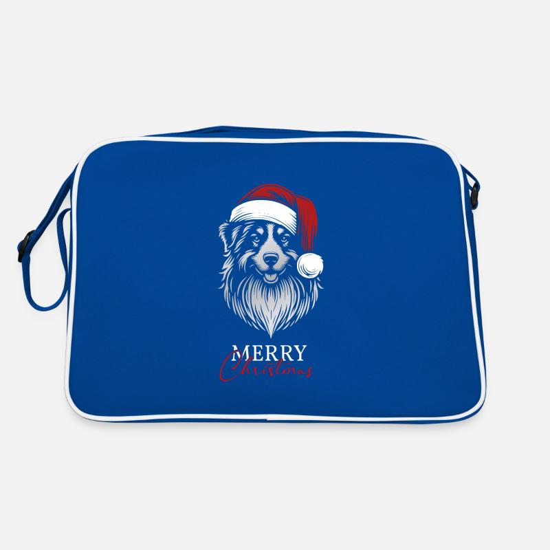 Australian Shepherd Merry Christmas, Hundekopf Retro Tasche