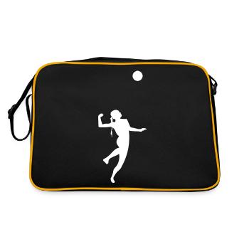 Faustball Faustballer Faustballspieler - Retro Tasche - Schwarz/Gold - Hinten