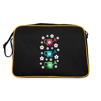 Watering can with flowers - Retro Bag - black/gold - Back