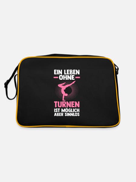 Turnen Sport Gymnastik Geschenk - Retro Tasche - Schwarz/Gold - Hinten