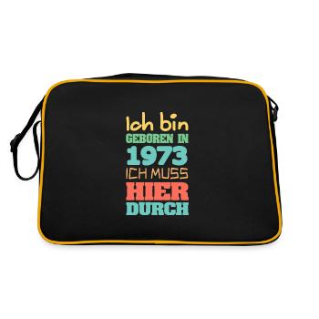 geboren 1973 - Retro Tasche - Schwarz/Gold - Hinten