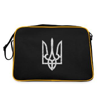 Ukraine coat of arms Gyrfalcon Trident trident eroded - Retro Bag - black/gold - Back
