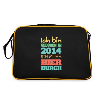 geboren 2014 - Retro Tasche - Schwarz/Gold - Hinten