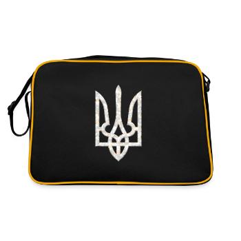 Ukraine Coat of Arms Gyrfalcon Trident Trident Marble - Retro Bag - black/gold - Back