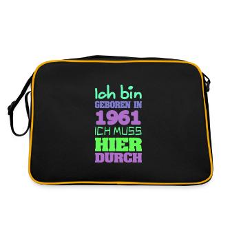 geboren 1961 - Retro Tasche - Schwarz/Gold - Hinten