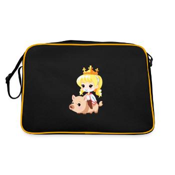 Prinzessin Schwein Märchen - Retro Tasche - Schwarz/Gold - Hinten