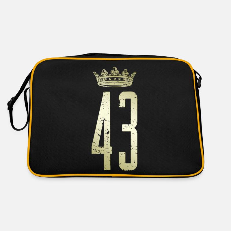 43 Nummer Krone - Retro Tasche - Schwarz/Gold