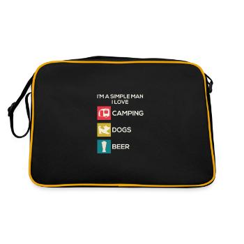 Chien camping homme drôle - Sac Retro - noir/or - Dos