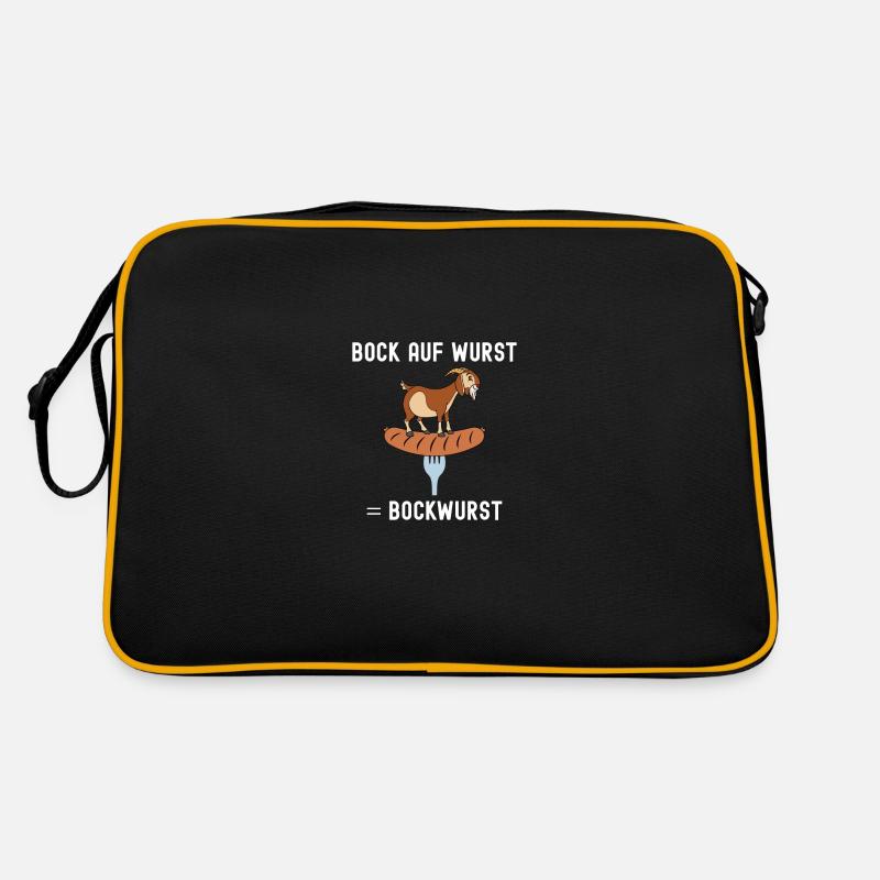 Bock auf Wurst Bockwurst - Retro Tasche - Schwarz/Gold