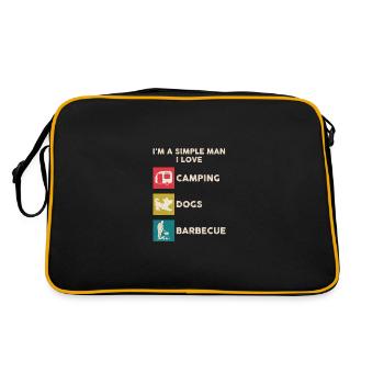 Camping Hund Grillen Mann - Retro Tasche - Schwarz/Gold - Hinten