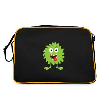 Green Fluffy Monster - Retro Bag - black/gold - Back
