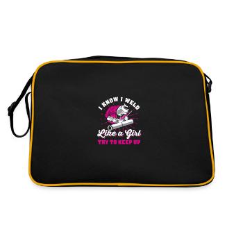 Je sais que je soude comme une fille essaie de garder le soudeur - Sac Retro - noir/or - Dos