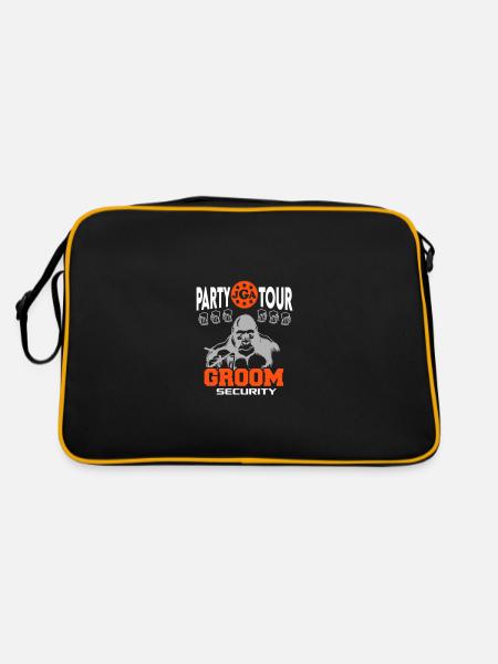 Jga Groom Security Affengeil Party Tour Saufen - Retro Tasche - Schwarz/Gold - Hinten