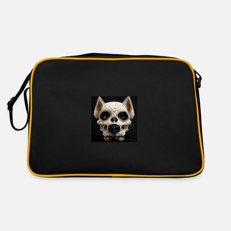Hund Hündin Schädel Totenkopf Skull - Retro Tasche - Schwarz/Gold
