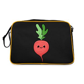 Radieschen - Retro Tasche - Schwarz/Gold - Hinten