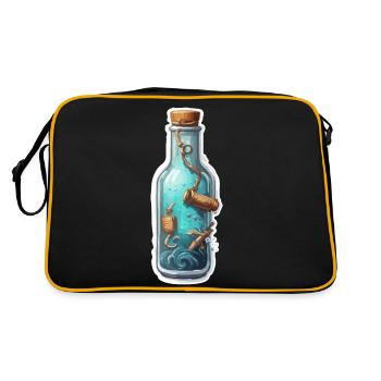 Magische Flasche / Korken / Unterwasser / Anker - Retro Tasche - Schwarz/Gold - Hinten