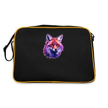 Bunter Fuchskopf - Retro Tasche - Schwarz/Gold - Hinten