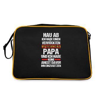 Spanier Papa Vater Spanien - Retro Tasche - Schwarz/Gold - Hinten