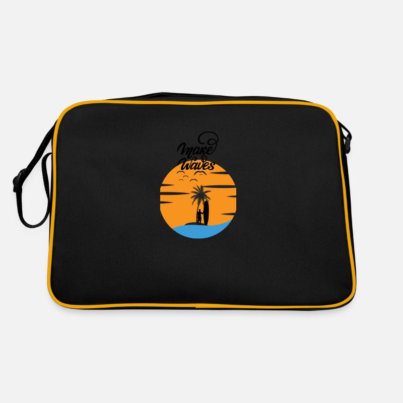 Surfboard with Sunset Red - Make Waves Retro Bag