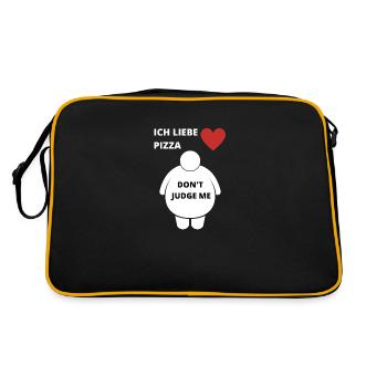 Ich Liebe Pizza schäme mich nicht dicker Bauch DE - Retro Tasche - Schwarz/Gold - Hinten