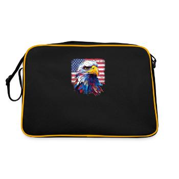 American Patriotic Eagle USA Flag 4th July Fathers - Retro Tasche - Schwarz/Gold - Hinten