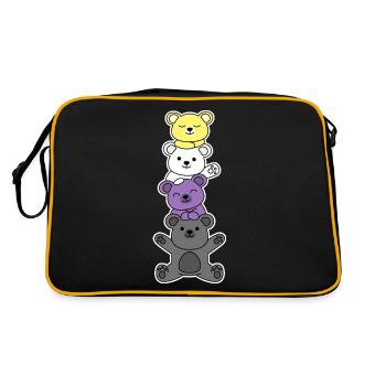 Non-binary flagbear design for proud enbys - Retro Bag - black/gold - Back