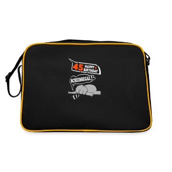 Geburtstag 45 Jahre Birthday Elefant Scheissegal - Retro Tasche - Schwarz/Gold - Hinten