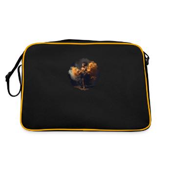 Frau mit Blumen-Design - Retro Tasche - Schwarz/Gold - Hinten