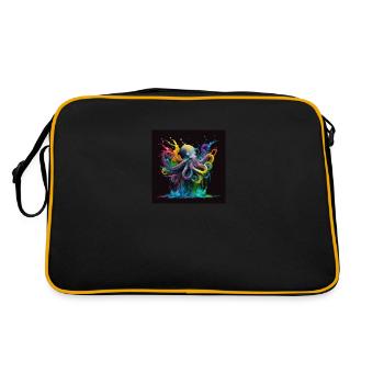 Pieuvre / méduse colorée, design unique - Sac Retro - noir/or - Dos