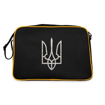 Ukraine Coat of Arms Gyrfalcon Trident Trident Marble 2 - Retro Bag - black/gold - Back