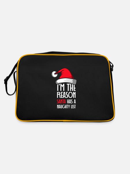 Ich bin der Grund Naughy Person. Geschenk - Retro Tasche - Schwarz/Gold - Hinten