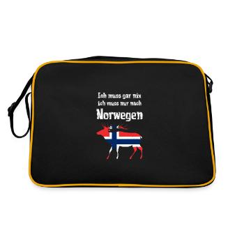 Ich muss gar nix ich muss nur nach Norwegen - Retro Tasche - Schwarz/Gold - Hinten
