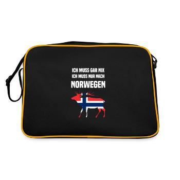 Ich muss gar nix ich muss nur nach Norwegen - Retro Tasche - Schwarz/Gold - Hinten
