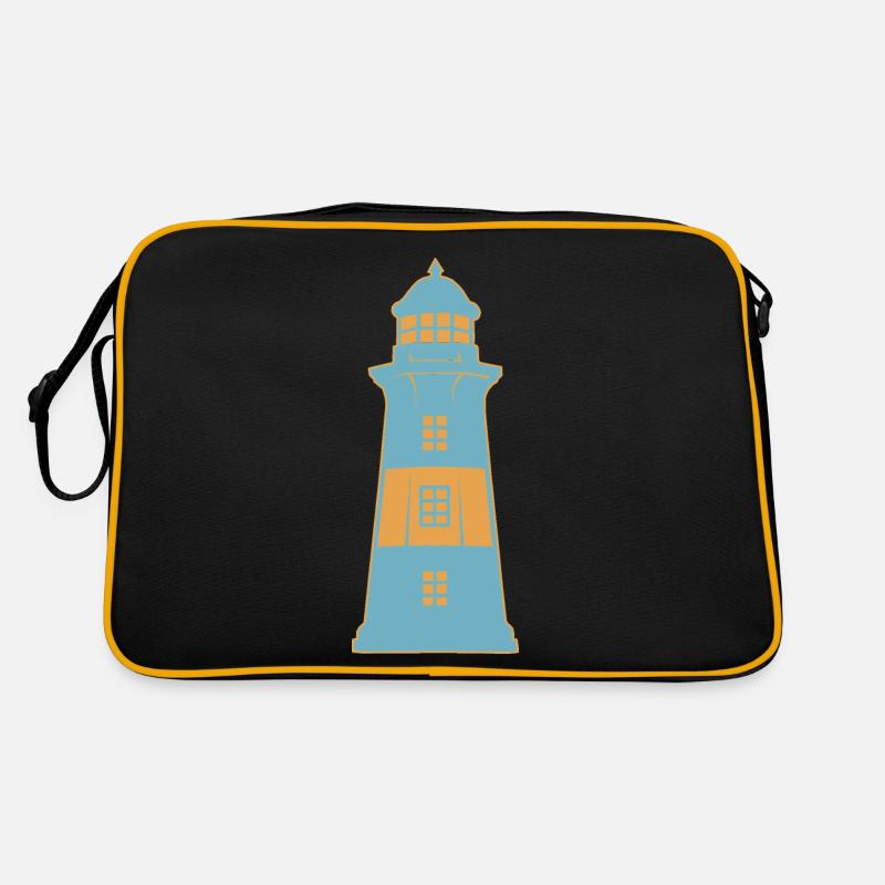 Leuchtturm maritim Küste - Retro Tasche - Schwarz/Gold