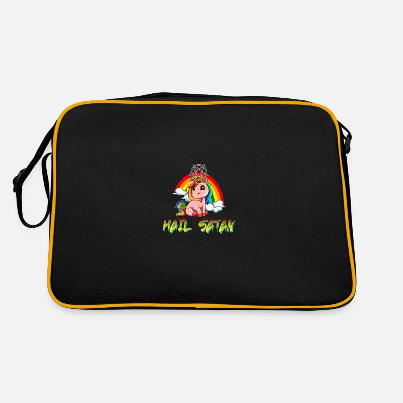 Hail Satan Einhorn Regenbogen Retro Tasche